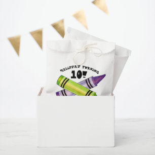 Groene Paarse artiest Crayons: Birthday Party Bedankzakje