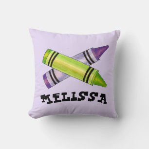 Groene Paarse artiest Crayons: Birthday Party Kussen