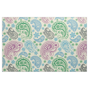 Groene Paarse & Blauwe Tonen  paisley Patroon Stof