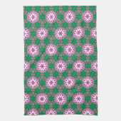 Groene Paarse Floral Star Groovy Pattern Theedoek (Verticaal)