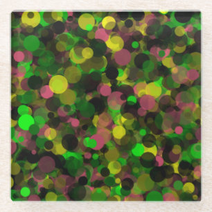 Groene Paarse Gele Stip Glas Onderzetter