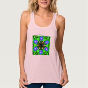groene/paarse geometrische bloemen tanktop
