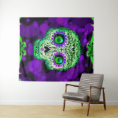 Groene & Paarse Glowing Sugar Skull Halloween Wandkleed (In Situ (horizontaal))