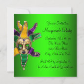 Groene Paarse gouden maskerade uitnodigingen (Achterkant)