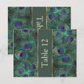 Groene paarse pauw Tafelnummer Briefkaart (Voorkant / Achterkant)