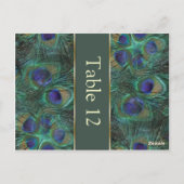 Groene paarse pauw Tafelnummer Briefkaart (Achterkant)