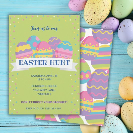 Groene paaseieren HUNT INVITATIE Aankondiging