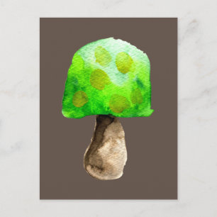 Groene paddenstoel waterverf schattige schimmels briefkaart