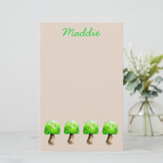 Groene paddenstoel waterverf schattige schimmels briefpapier (Staand voorkant)