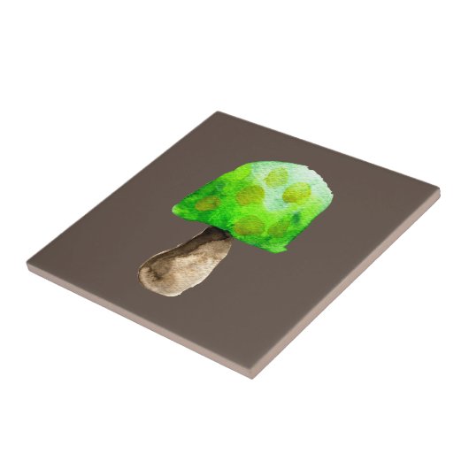 Groene paddenstoel waterverf schattige schimmels tegeltje (Zijkant)