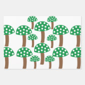 Groene paddenstoelen Patroon Inpakpapier Vel (Voorkant)