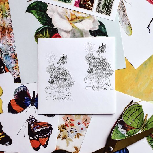 Groene Paddestoel Dragon Fantasy Bloemen Rubberstempel