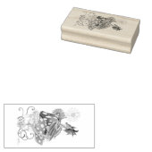 Groene Paddestoel Dragon Fantasy Bloemen Rubberstempel (Gestempeld)