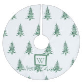 Groene Pagode Kerstboom Monogrammed Patroon Kerstboom Rok (Voorkant)