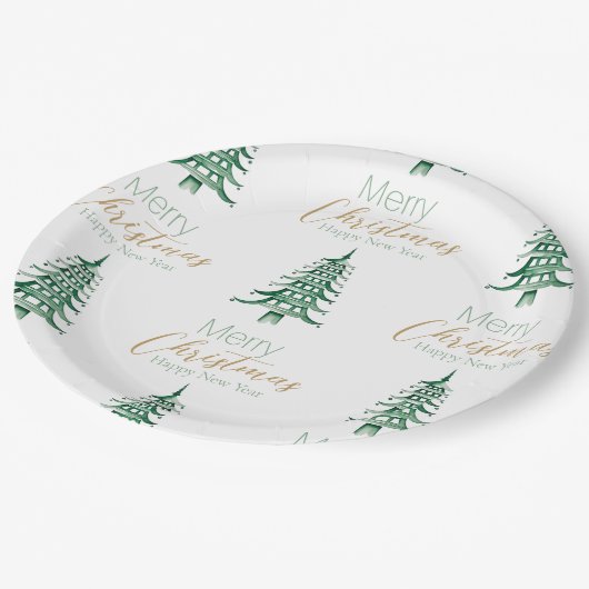 Groene Pagode Kerstboom Patroon Papier Bord (Gekanteld)