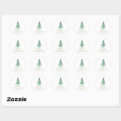Groene pagode kerstboom ronde sticker (Vel)