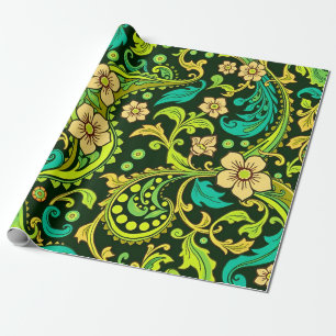Groene paisleyprint cadeaupapier