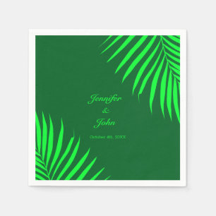 Groene Palm Bladeren Tropisch Bos Groene Huwelijk Servet