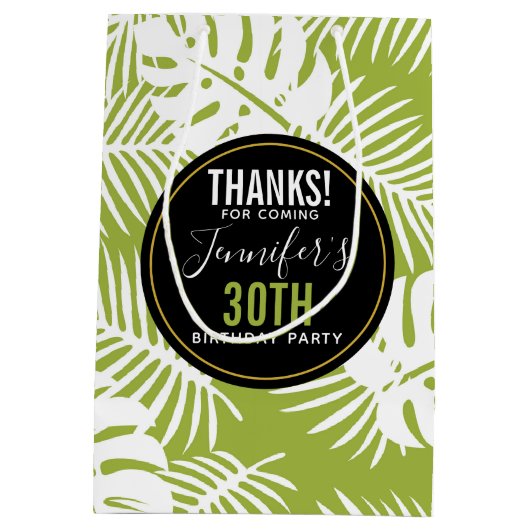 Groene palm laat Oerwoud Pattern Birthday Bedankt Medium Cadeauzakje (Achterkant)