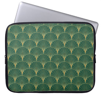 Groene Palm Leaf Art Deco Laptop Sleeve