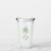 Groene palm palmboom monogram acryl drinkbeker (Achterkant)