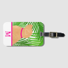 Groene Palm Tree Island Black Dog Bagagelabel