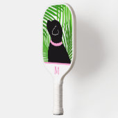 Groene Palm Tree Island Zwarte Hond Pickleball Pad Pickleball Paddle (Links)