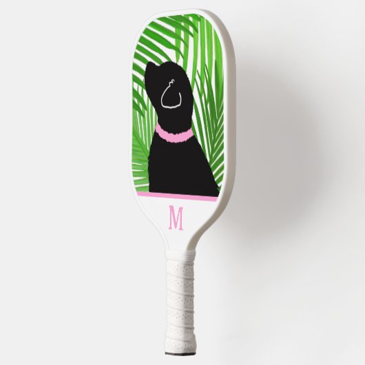 Groene Palm Tree Island Zwarte Hond Pickleball Pad Pickleball Paddle (Links)