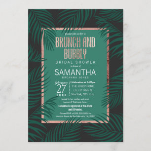 Groene Palm Tree Leaf Zwart Roos Gouden Brunch Bub Kaart