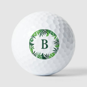 Groene palmbladeren bloemmonogram golfballen