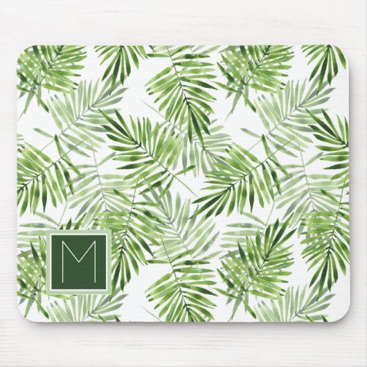 Groene palmbladeren | Monogram Muismat (Voorkant)