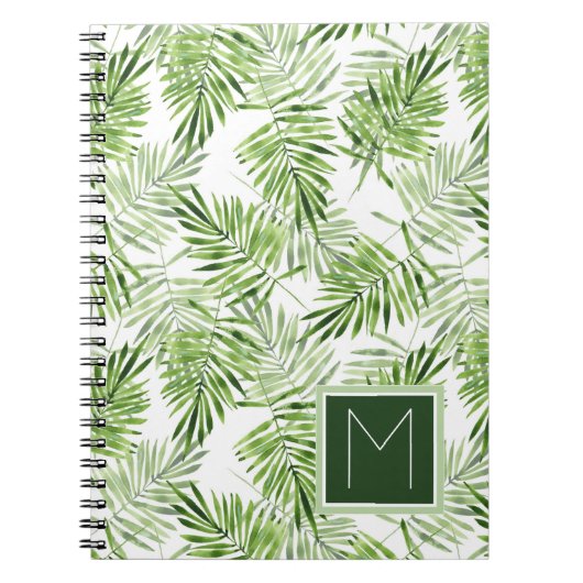 Groene palmbladeren | Monogram Notitieboek (Voorkant)