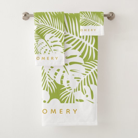 Groene palmbladeren Oerwoud gepersonaliseerd Bad Handdoek (Insitu)