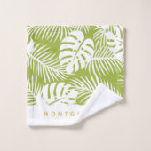 Groene palmbladeren Oerwoud gepersonaliseerd Bad Handdoek (Wasdoekje)