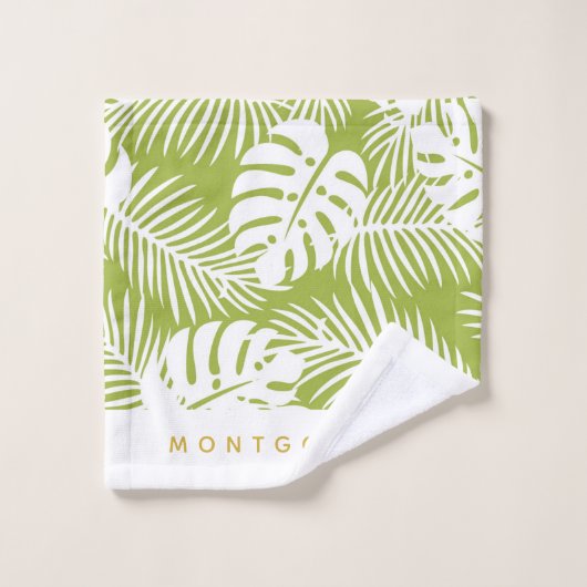 Groene palmbladeren Oerwoud gepersonaliseerd Bad Handdoek (Wasdoekje)
