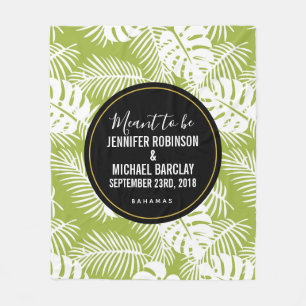 Groene palmbladeren regenwoudpatroonbruiloft fleece deken