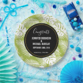 Groene palmbladeren regenwoudpatroonbruiloft papieren bordje (Feest)