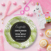 Groene palmbladeren regenwoudpatroonbruiloft papieren bordje (Feest)