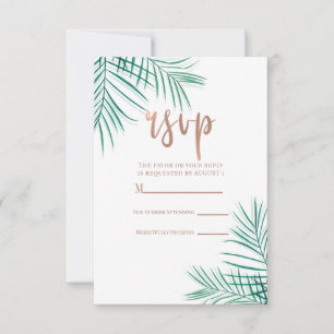 Groene Palmbladeren Tropisch Elegant Antwoord RSVP