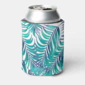 Groene palmbladeren: witte achtergrond blikjeskoeler (Blikje Achterkant)