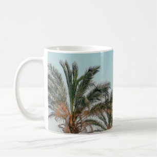 GROENE PALMBOMEN ONDER BLUE SKY KOFFIEMOK