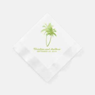 Groene palmbomen strand bruiloft servetten
