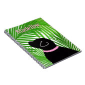 Groene Palmboom Eiland Zwarte Hond Notitieboek (Rechterzijde)