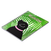 Groene Palmboom Eiland Zwarte Hond Notitieboek (Linkerzijde)