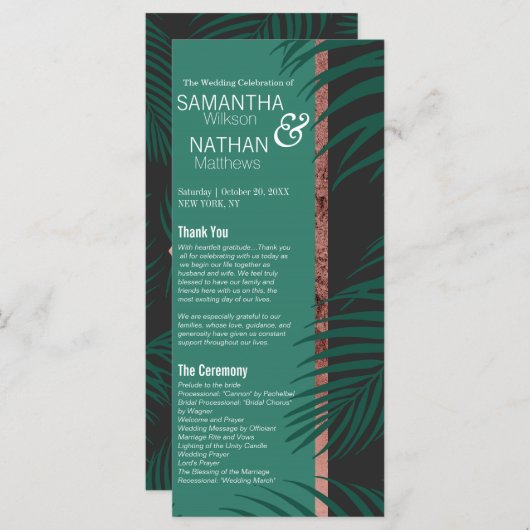 Groene palmboom laat zwarte Roos goudbruiloft over Programma (Voorkant / Achterkant)