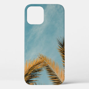 Groene palmboom onder blauwe hemel 's ochtends iPhone 12 hoesje