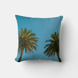 Groene palmboom onder blauwe hemel 's ochtends kussen