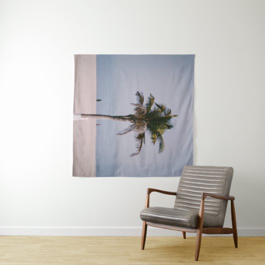 Groene palmboom op de kust wandkleed (In Situ (horizontaal))