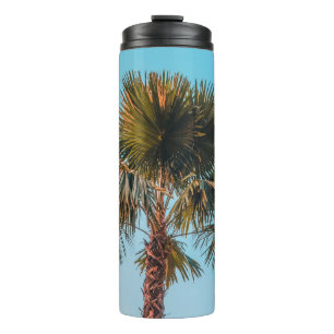 Groene palmboom thermosbeker