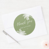 Groene palmboom tropisch dank u bruiloft ronde sticker (Envelop)
